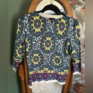 Talbots Pure Merino Wool Multicolor Medallion Audrey Sweater